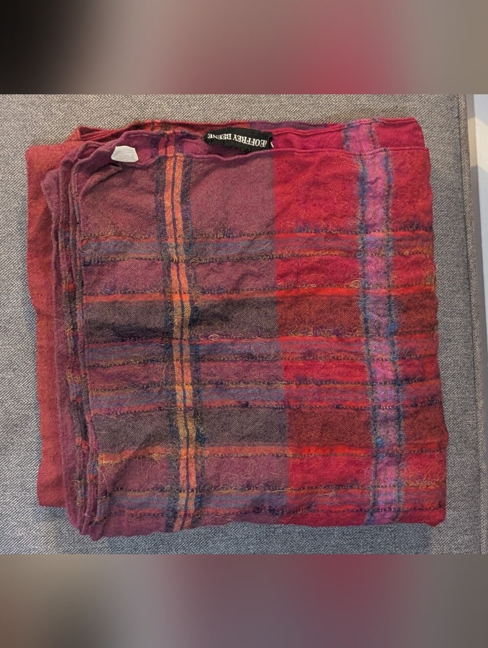 Geoffrey Beene Red Plaid Lightweight Wrap Scarf